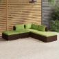 Preview: ARDEBO.de - 5-tlg. Garten-Lounge-Set mit Kissen Poly Rattan Braun