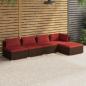 Preview: ARDEBO.de - 5-tlg. Garten-Lounge-Set mit Kissen Poly Rattan Braun