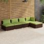 Preview: ARDEBO.de - 5-tlg. Garten-Lounge-Set mit Kissen Poly Rattan Braun