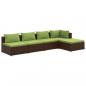 Preview: 5-tlg. Garten-Lounge-Set mit Kissen Poly Rattan Braun