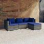 Preview: ARDEBO.de - 4-tlg. Garten-Lounge-Set mit Kissen Poly Rattan Grau