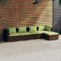 Preview: ARDEBO.de - 5-tlg. Garten-Lounge-Set mit Kissen Poly Rattan Braun