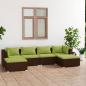 Preview: ARDEBO.de - 6-tlg. Garten-Lounge-Set mit Auflagen Poly Rattan Braun