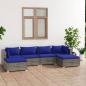 Preview: ARDEBO.de - 6-tlg. Garten-Lounge-Set mit Kissen Poly Rattan Grau