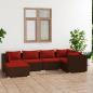 Preview: ARDEBO.de - 6-tlg. Garten-Lounge-Set mit Kissen Poly Rattan Braun