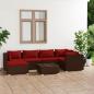 Preview: ARDEBO.de - 7-tlg. Garten-Lounge-Set mit Kissen Poly Rattan Braun