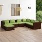 Preview: ARDEBO.de - 7-tlg. Garten-Lounge-Set mit Kissen Poly Rattan Braun