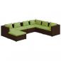 Preview: 7-tlg. Garten-Lounge-Set mit Kissen Poly Rattan Braun