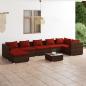 Preview: ARDEBO.de - 8-tlg. Garten-Lounge-Set mit Kissen Poly Rattan Braun