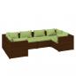 Preview: 6-tlg. Garten-Lounge-Set mit Auflagen Poly Rattan Braun