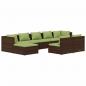 Preview: 9-tlg. Garten-Lounge-Set mit Kissen Braun Poly Rattan