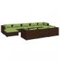 Preview: 10-tlg. Garten-Lounge-Set mit Kissen Braun Poly Rattan