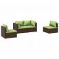 Preview: 4-tlg. Garten-Lounge-Set mit Auflagen Poly Rattan Braun