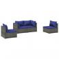 Preview: 4-tlg. Garten-Lounge-Set mit Kissen Poly Rattan Grau