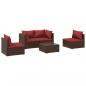 Preview: 5-tlg. Garten-Lounge-Set mit Kissen Poly Rattan Braun