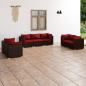 Preview: ARDEBO.de - 7-tlg. Garten-Lounge-Set mit Kissen Poly Rattan Braun