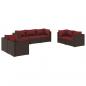 Preview: 7-tlg. Garten-Lounge-Set mit Kissen Poly Rattan Braun