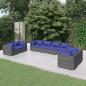 Preview: ARDEBO.de - 8-tlg. Garten-Lounge-Set mit Kissen Poly Rattan Grau