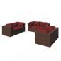 Preview: 6-tlg. Garten-Lounge-Set mit Auflagen Poly Rattan Braun