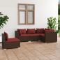 Preview: ARDEBO.de - 5-tlg. Garten-Lounge-Set mit Kissen Poly Rattan Braun