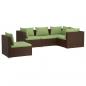 Preview: 5-tlg. Garten-Lounge-Set mit Kissen Poly Rattan Braun