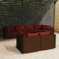 Preview: ARDEBO.de - 7-tlg. Garten-Lounge-Set mit Kissen Braun Poly Rattan