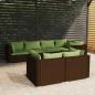 Preview: ARDEBO.de - 7-tlg. Garten-Lounge-Set mit Kissen Braun Poly Rattan