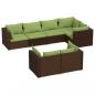 Preview: 7-tlg. Garten-Lounge-Set mit Kissen Braun Poly Rattan