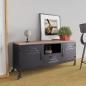 Preview: ARDEBO.de - TV-Schrank Schwarz 110x30x43 cm Eisen und Massivholz Tanne