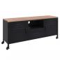 Preview: TV-Schrank Schwarz 110x30x43 cm Eisen und Massivholz Tanne