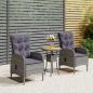 Preview: ARDEBO.de - 3-tlg. Garten-Bistro-Set Poly Rattan Grau