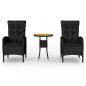 Preview: 3-tlg. Garten-Bistro-Set Poly Rattan Schwarz