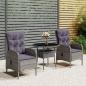 Preview: ARDEBO.de - 3-tlg. Garten-Bistro-Set Poly Rattan Grau