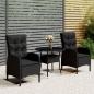 Preview: ARDEBO.de - 3-tlg. Garten-Bistro-Set Poly Rattan Schwarz