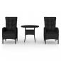 Preview: 3-tlg. Garten-Bistro-Set Poly Rattan Schwarz