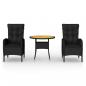 Preview: 3-tlg. Garten-Bistro-Set Poly Rattan Schwarz