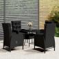 Preview: ARDEBO.de - 5-tlg. Garten-Bistro-Set Poly Rattan Schwarz