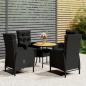 Preview: ARDEBO.de - 5-tlg. Garten-Bistro-Set Poly Rattan Schwarz