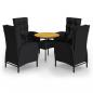 Preview: 5-tlg. Garten-Bistro-Set Poly Rattan Schwarz