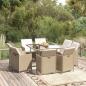 Preview: ARDEBO.de - 9-tlg. Garten-Essgruppe mit Kissen Poly Rattan Beige