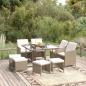 Preview: ARDEBO.de - 9-tlg. Garten-Essgruppe mit Kissen Poly Rattan Beige