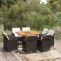 Preview: ARDEBO.de - 9-tlg. Garten-Essgruppe mit Kissen Poly Rattan Schwarz