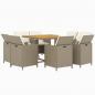 Preview: 9-tlg. Garten-Essgruppe mit Kissen Poly Rattan Beige