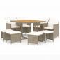 Preview: 9-tlg. Garten-Essgruppe mit Kissen Poly Rattan Beige