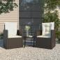 Preview: ARDEBO.de - 3-tlg. Garten-Lounge-Set mit Kissen Poly Rattan Schwarz