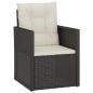 Preview: 3-tlg. Garten-Lounge-Set mit Kissen Poly Rattan Schwarz