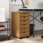 Preview: ARDEBO.de - Rollschrank mit Schubladen MOSS Honigbraun Massivholz Kiefer