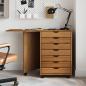 Preview: ARDEBO.de - Rollschrank mit Schreibtisch MOSS Honigbraun Massivholz Kiefer