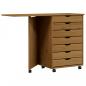 Preview: Rollschrank mit Schreibtisch MOSS Honigbraun Massivholz Kiefer