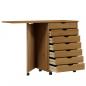 Preview: Rollschrank mit Schreibtisch MOSS Honigbraun Massivholz Kiefer